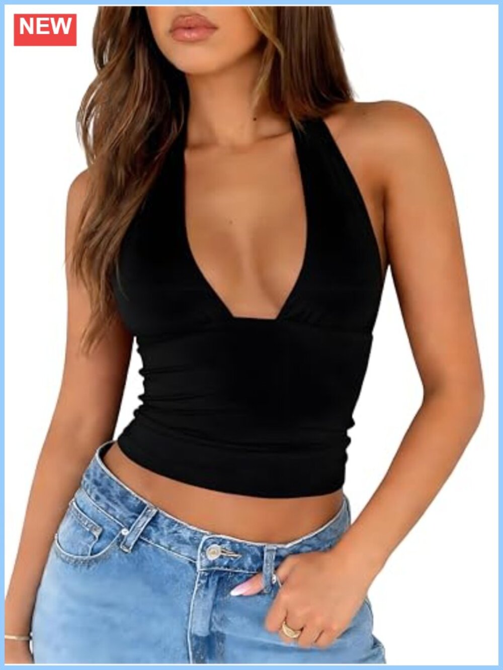 Women's Halter Neck Backless Crop Top, Sleeveless Tank Top, Y2K Slim Fit